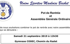 Pot de Rentrée et Assemblée Générale Ordinaire USMBB 2019